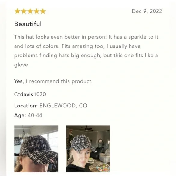 Néw No Tags Anthropologie Tweed Baseball Cap - Black White Pink - Picture 3 of 3